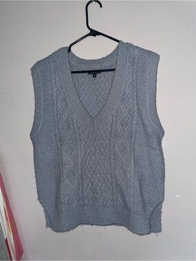 Dynamite Light Blue Cable Knit V-Neck Sweater Vest